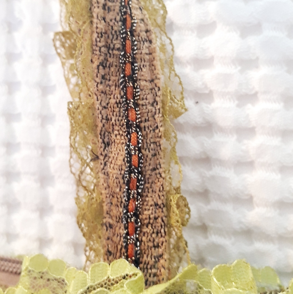Embellished Whimsical Floral Tapestry Bag - Victorian Style Ruffle Hand Bag - Picture 12 of 16